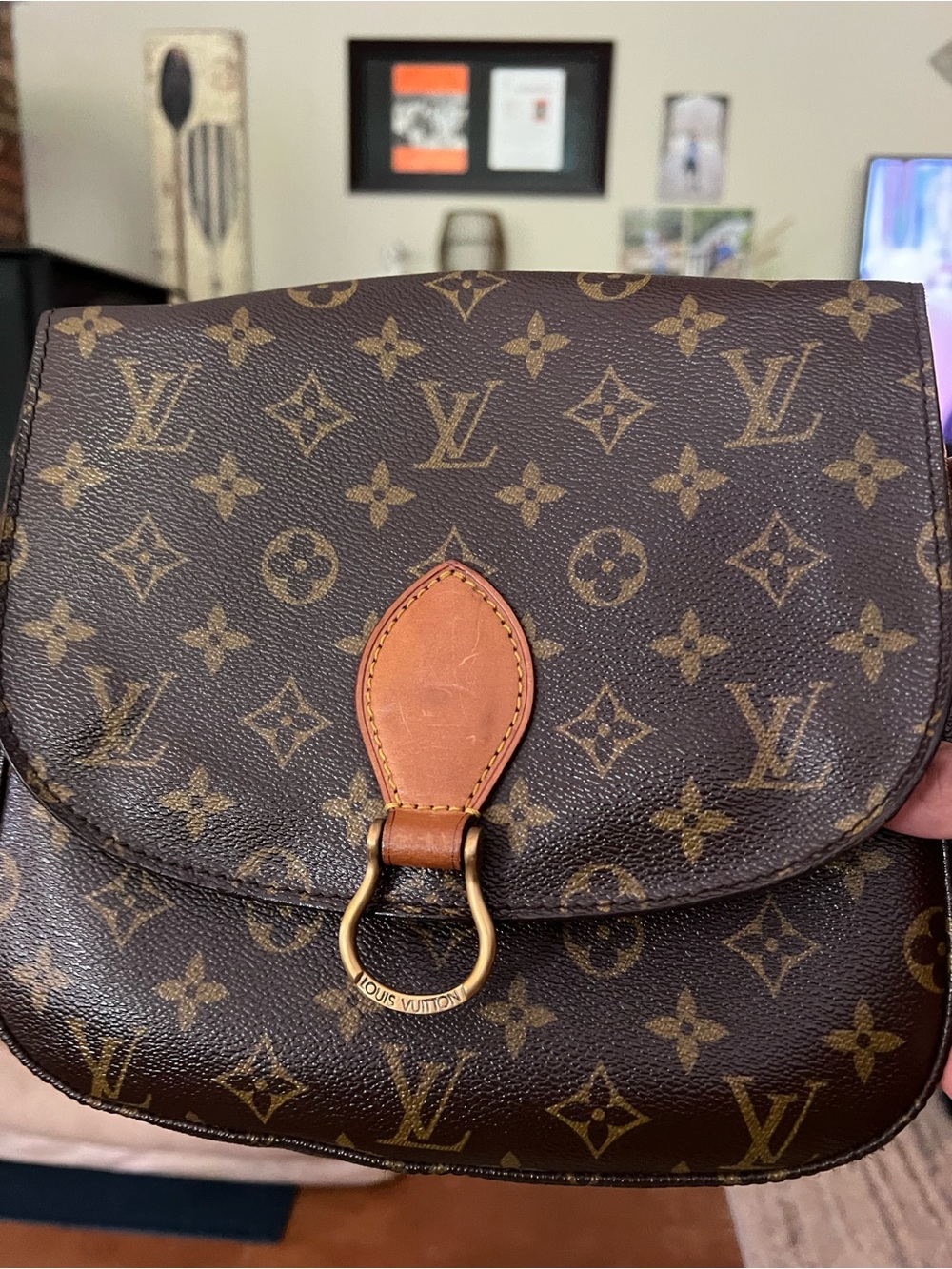 Louis Vuitton Brown Monogram Crossbody with Tan Trim and Gold Hardware